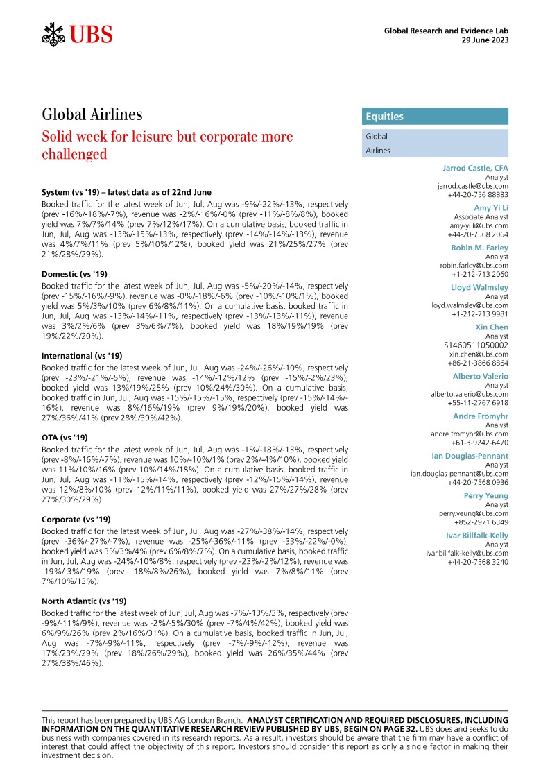 Global Airlines _Solid week for leisure but corporate more c
